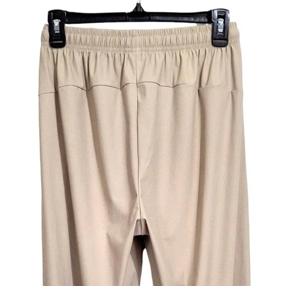 Fashion Womens‎ Joggers Active Pants Medium Beige Zip Pockets Stretch Unbranded